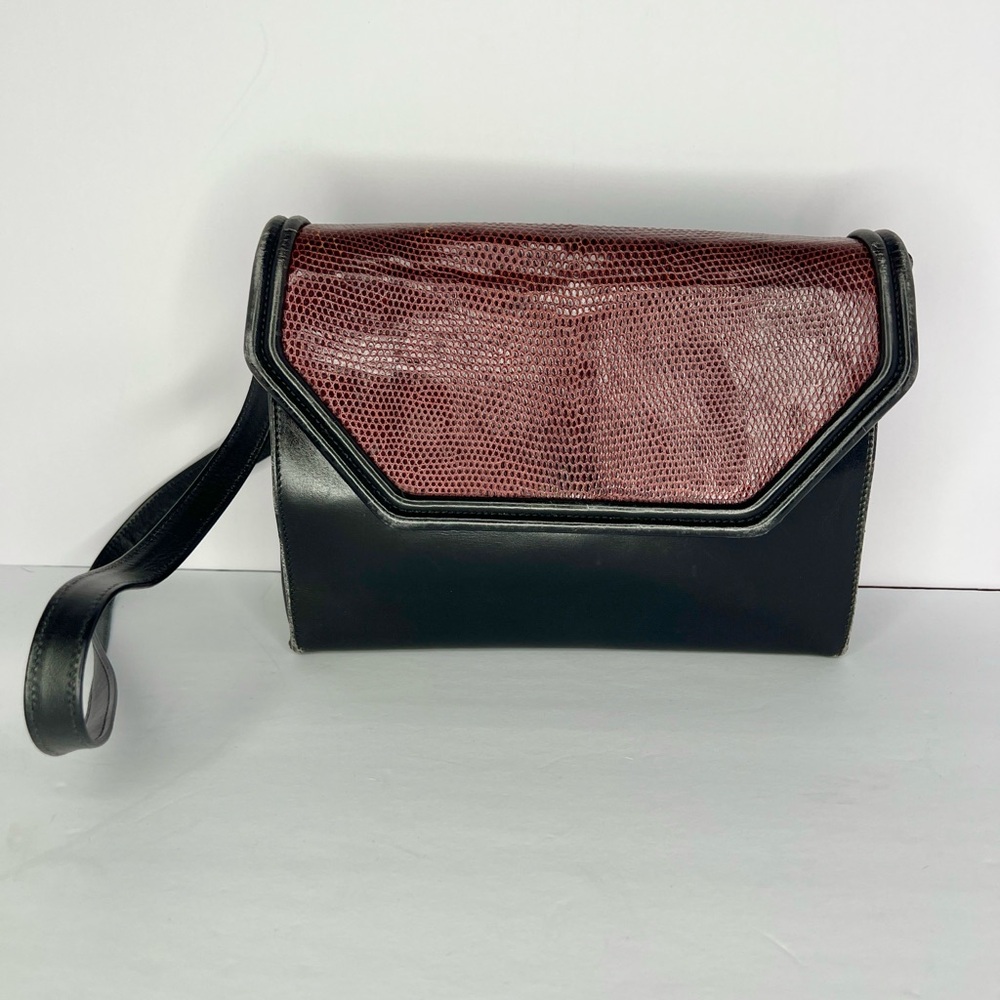 Vintage Mark Cross Chic Black and Brown Shoulder Bag